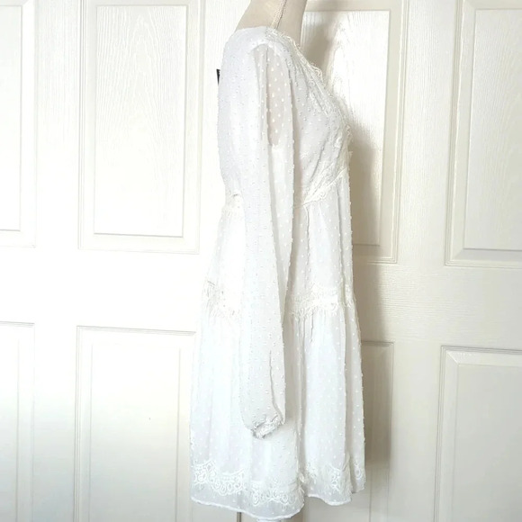 Lulu's Wistful Moment White Swiss Dot Long Sleeve Dress - Picture 7 of 8